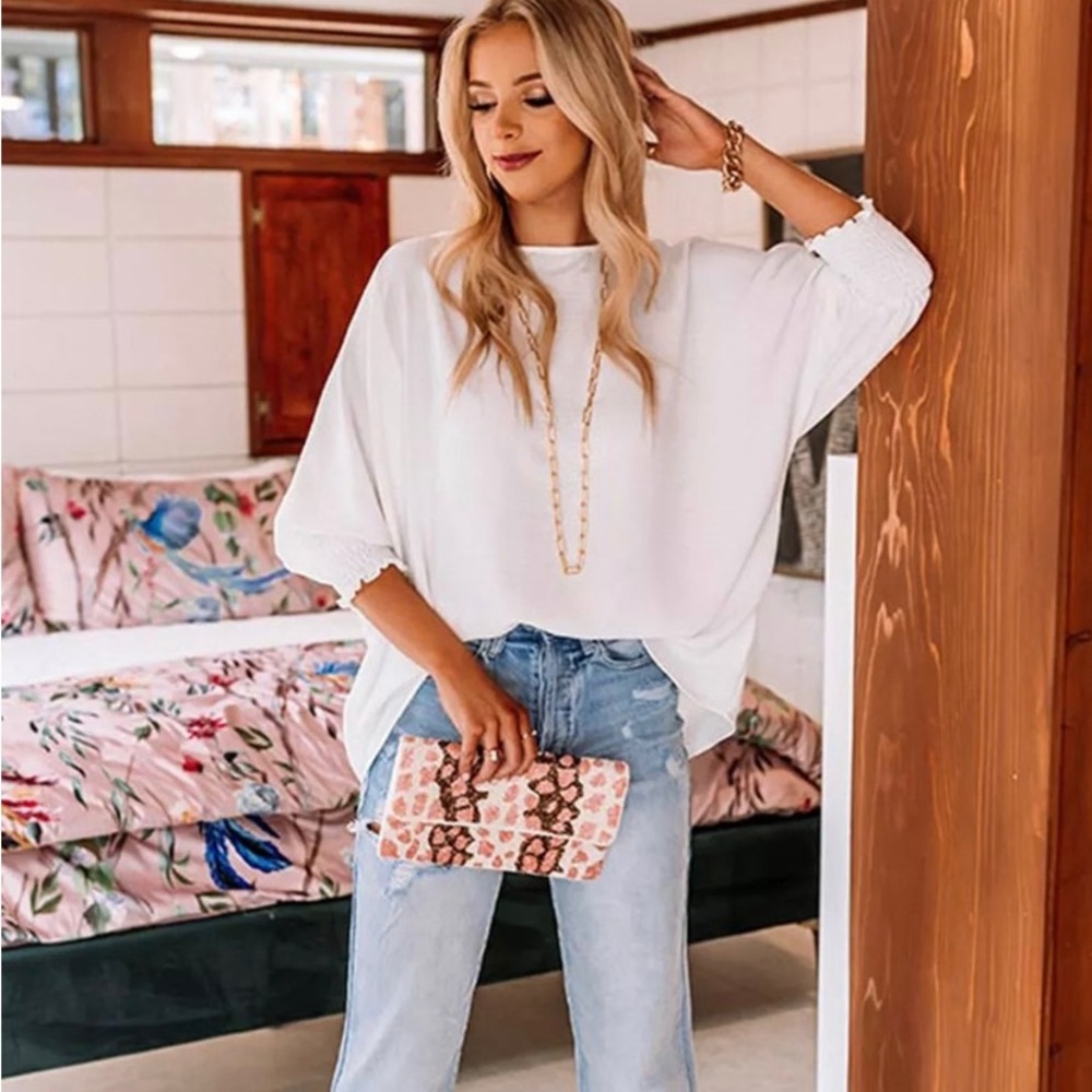 Relaxed fit blouse with 3/4 sleeves